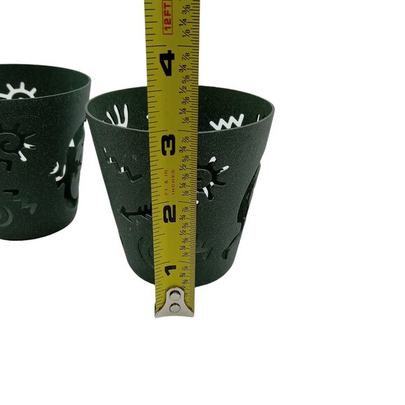 Set Of 2 Metal Votive Candle Holders With Tribal Gecko Kokopelli & Sun Design - Picture 6 of 8
